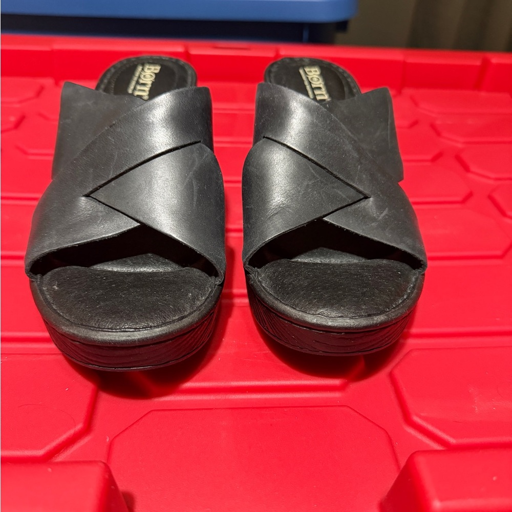 Born Black Wedge Slide Sandals